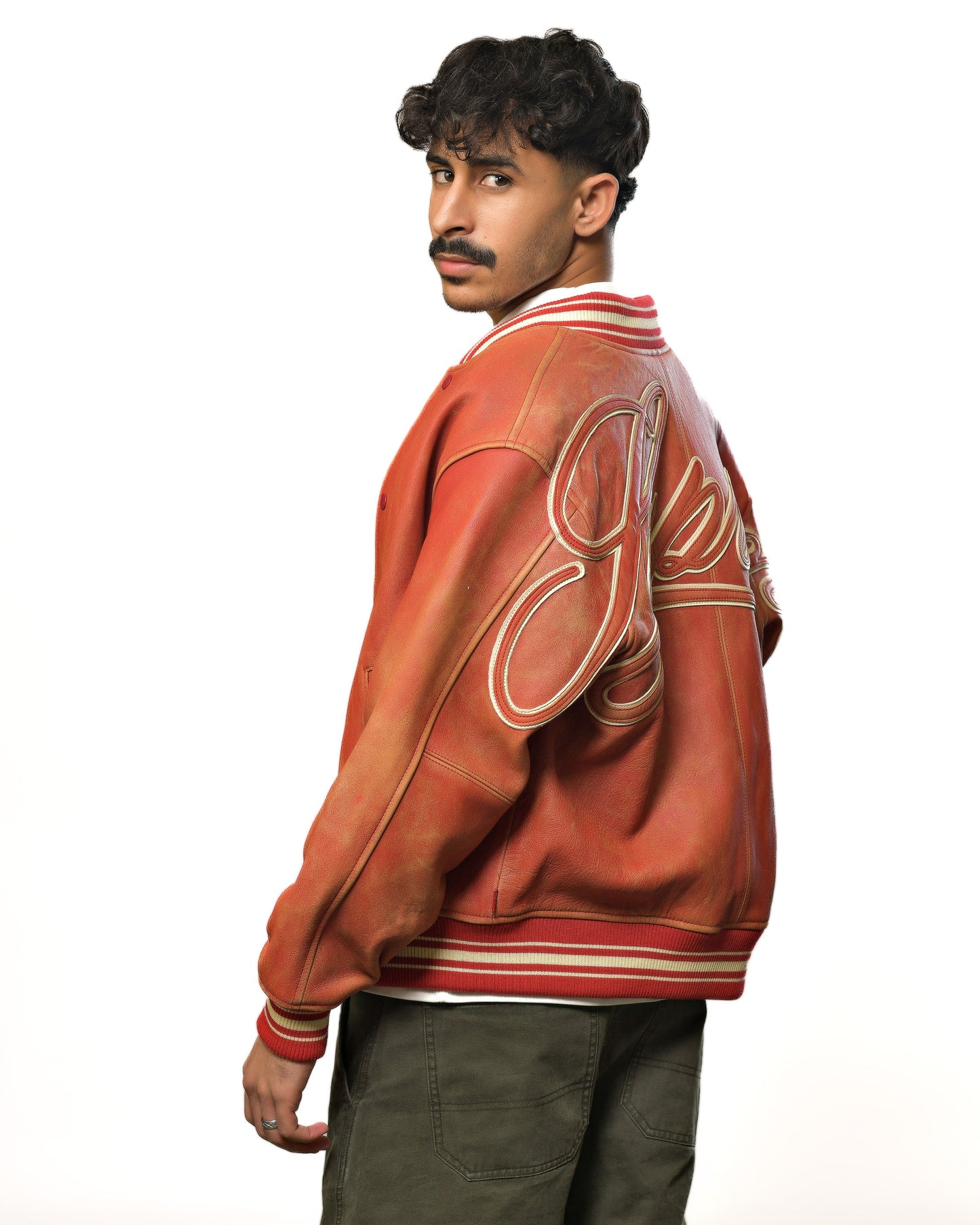 Supreme Red Leather Varsity Jacket