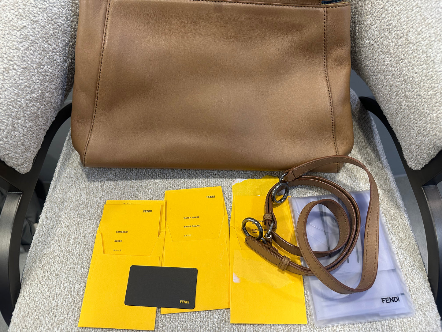 2013 Fendi Peekaboo Brown Leather with Suede & Water Snake interior