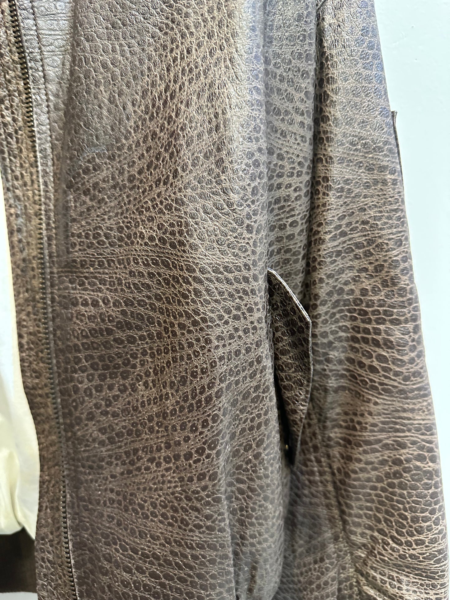 Vintage early 2000's Emporio Armani Embossed Brown Leather Jacket