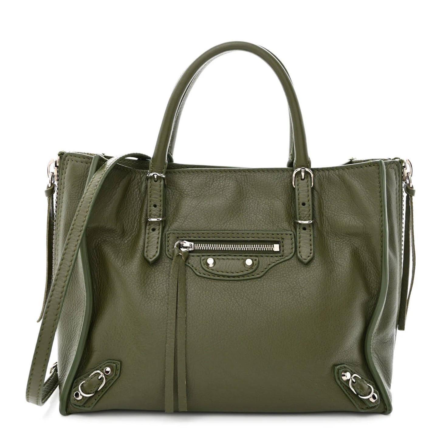 2015 Balenciaga Calfskin Papier Mini A4 tote army green bag