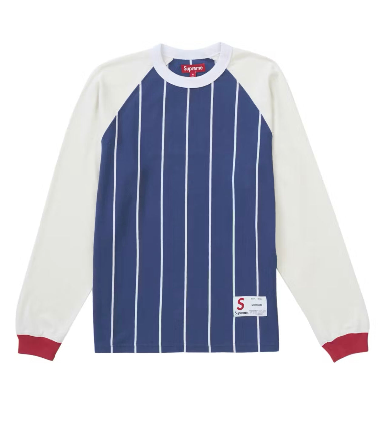 Supreme Stripe Raglan Long Sleeve Top in Blue & White