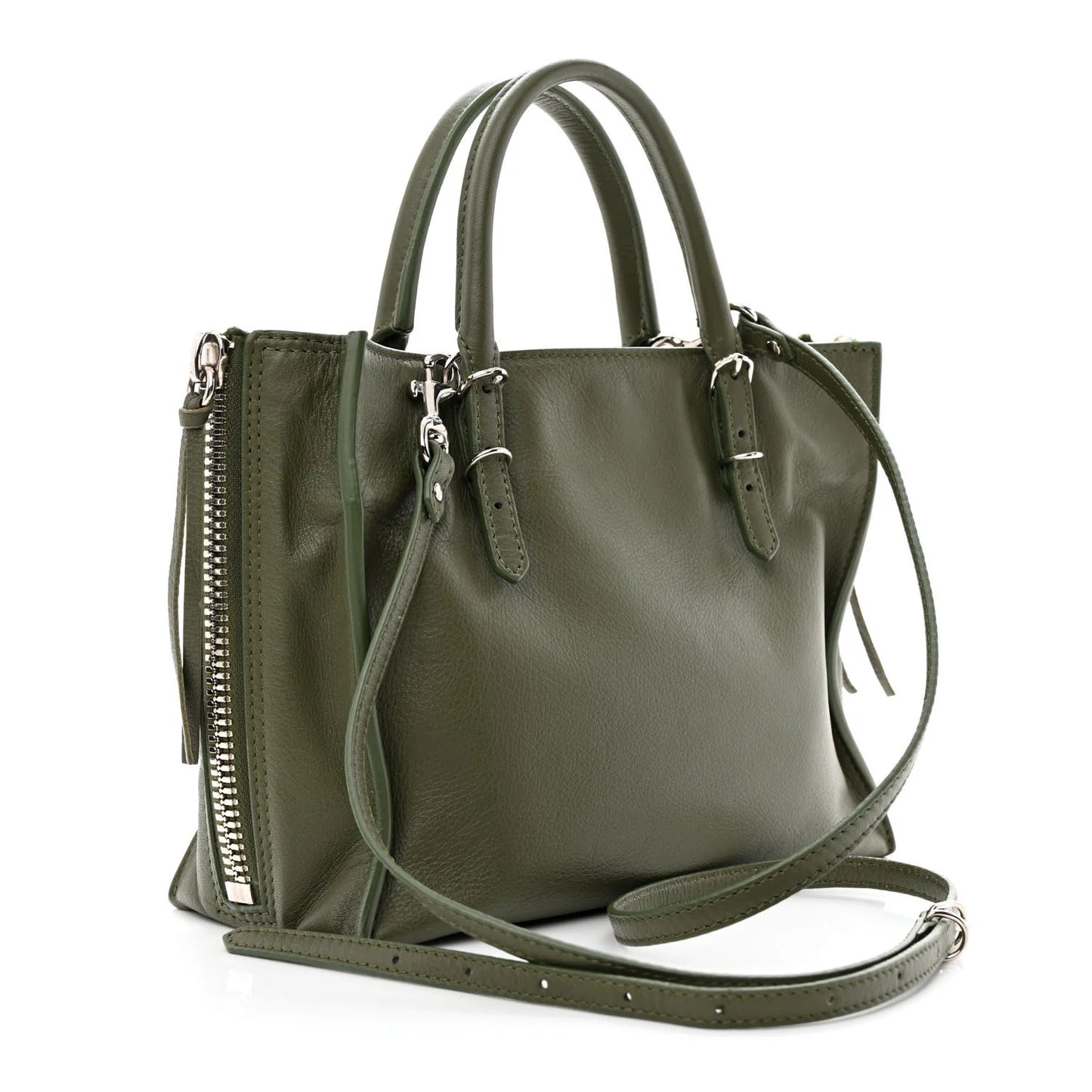 2015 Balenciaga Calfskin Papier Mini A4 tote army green bag