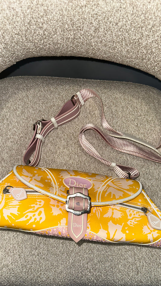 Vintage 2005 John Gallianno Era Dior Flight Bag in Rare Yellow Colorway