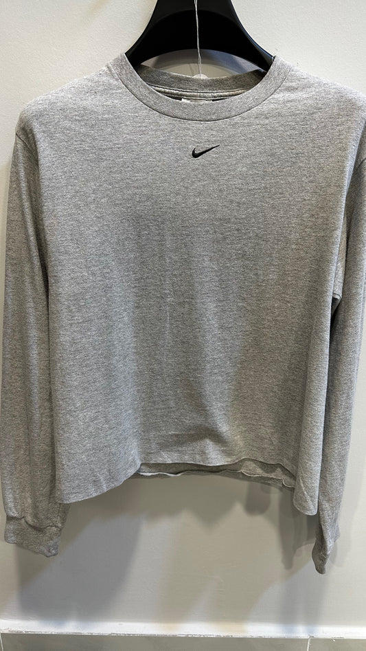 Vintage early 2000's Center Swoosh Nike Grey Long Sleeve Tee