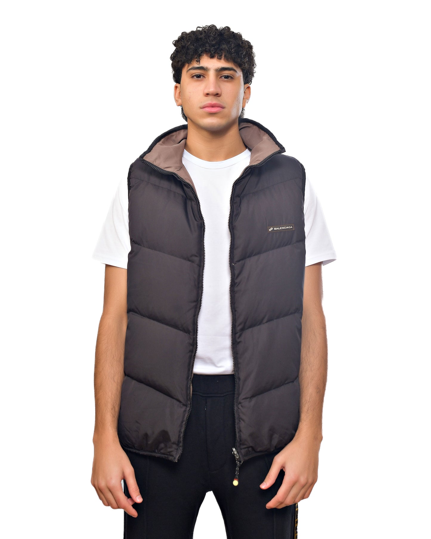 Vintage 2000's Balenciaga Reversible Puffer Vest Black & Brown