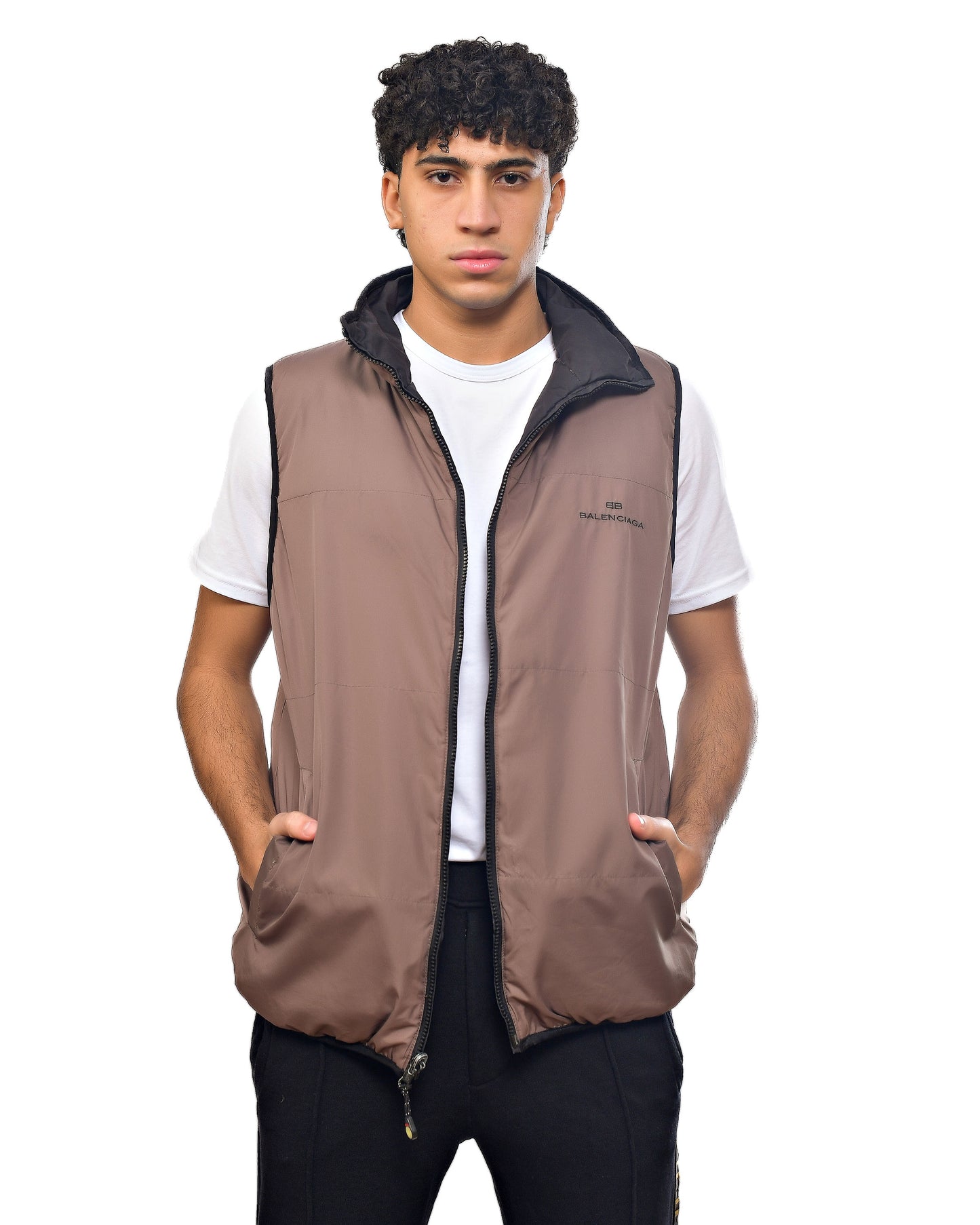 Vintage 2000's Balenciaga Reversible Puffer Vest Black & Brown