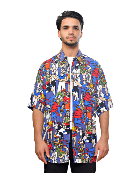 Vintage 90's Moschino Silk Shirt Multiprint