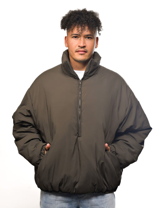 Fear of God Essentials Army Green Puffer 1/4 zip jacket