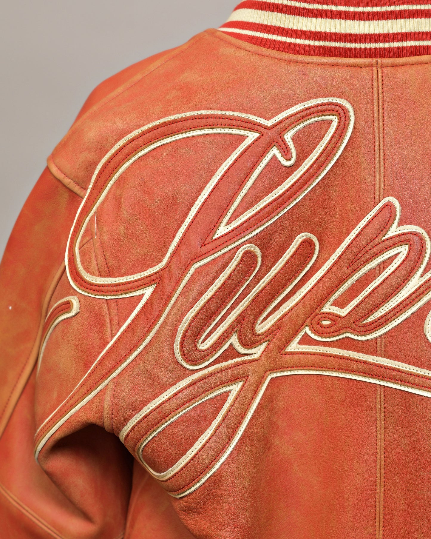 Supreme Red Leather Varsity Jacket