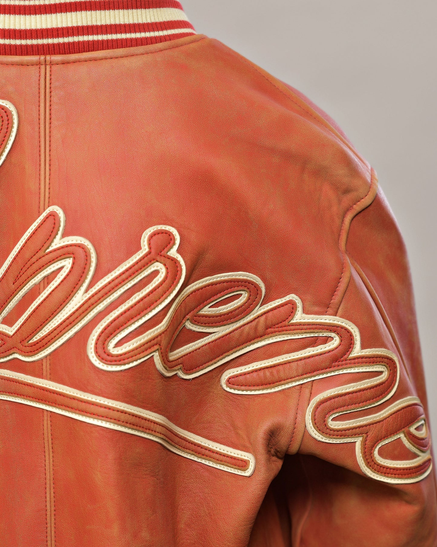 Supreme Red Leather Varsity Jacket
