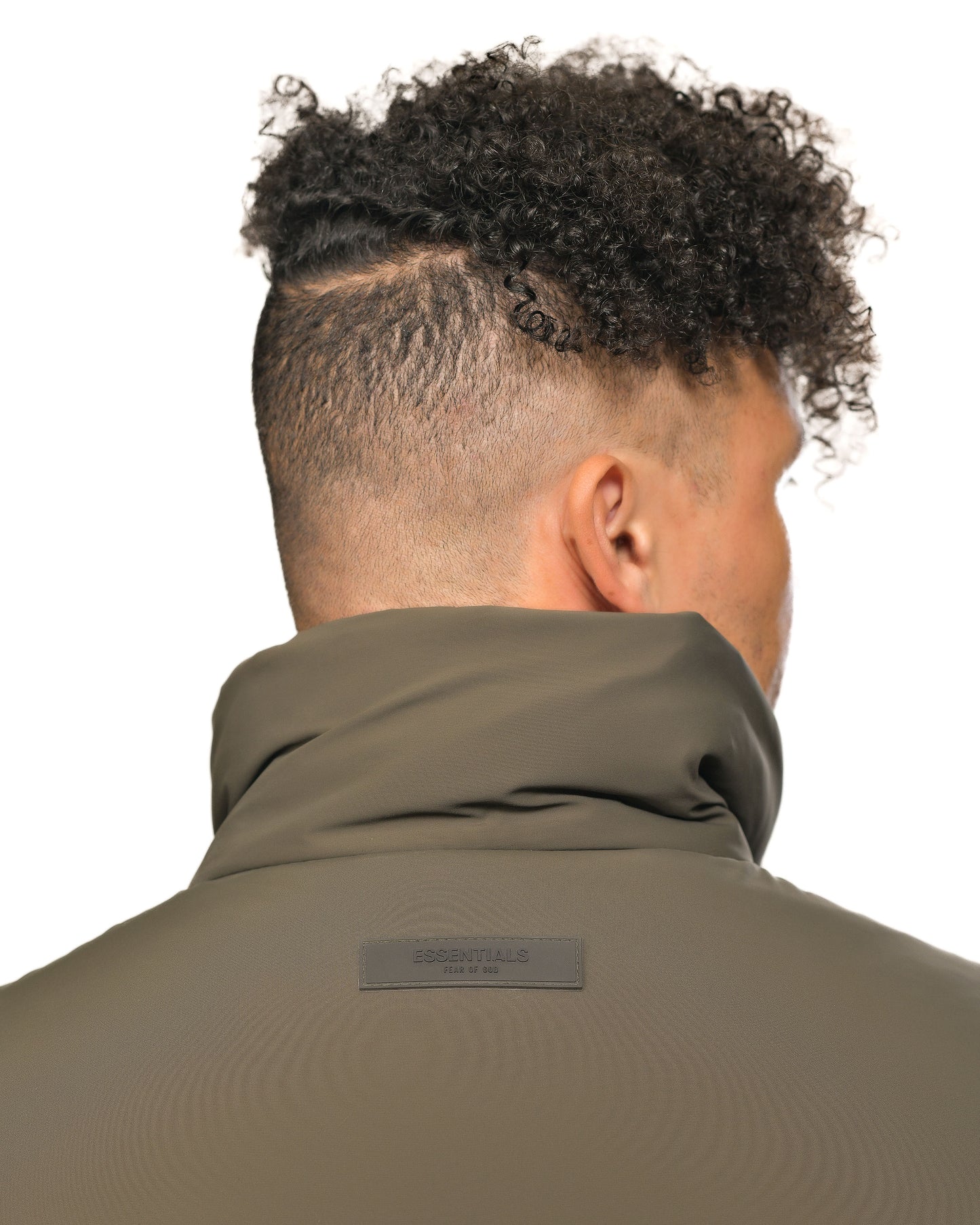 Fear of God Essentials Army Green Puffer 1/4 zip jacket