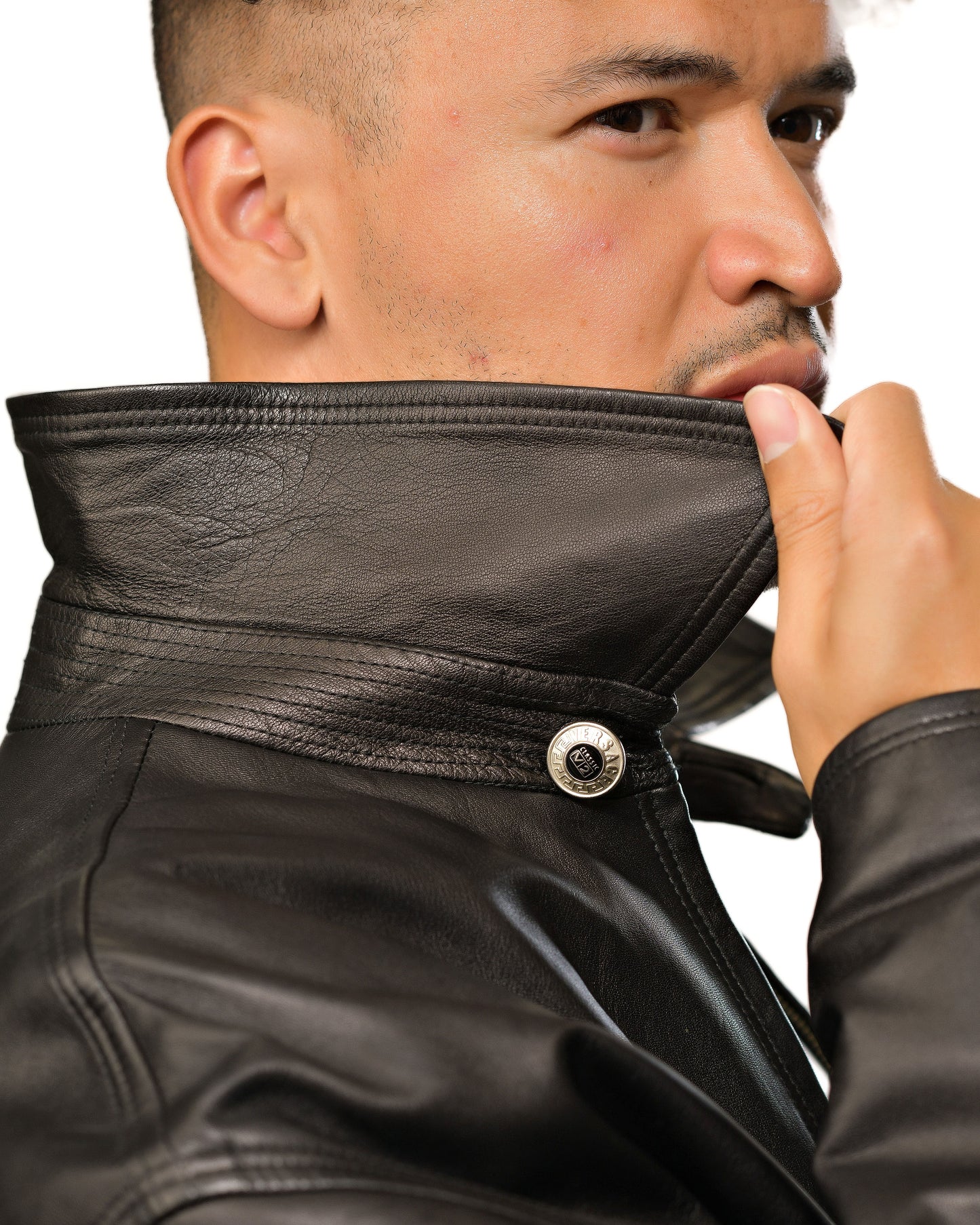 Vintage 1990 V2 Versace Motto Leather Jacket