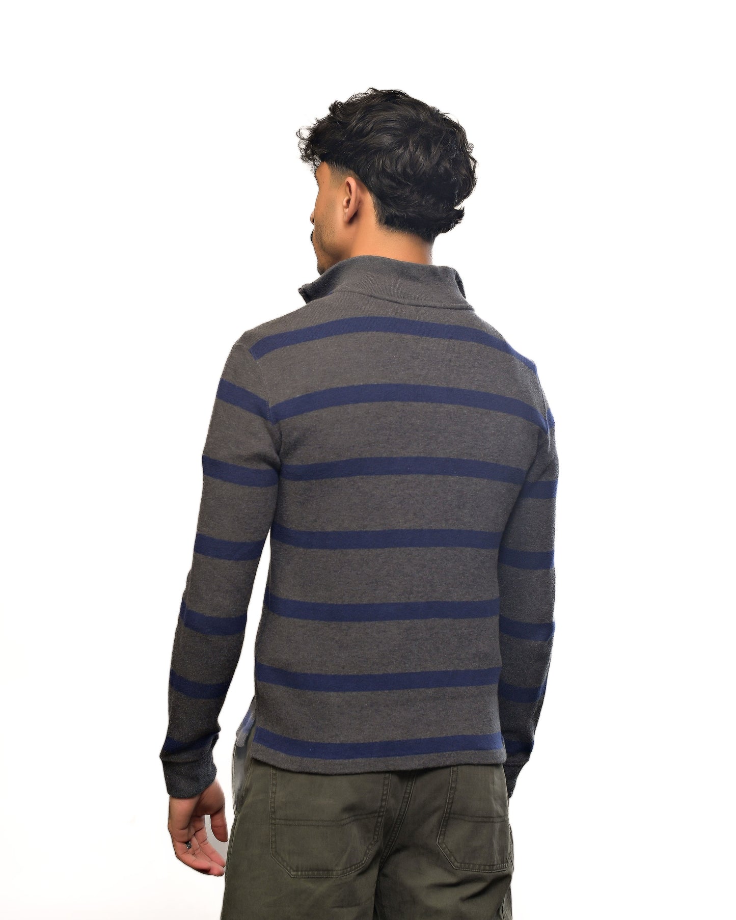Vintage Polo by Ralph Lauren 1/4 zip gray stripped sweater