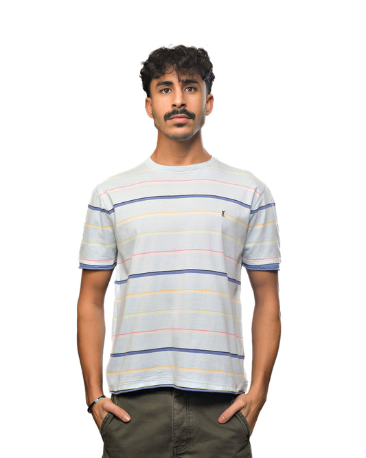 Vintage 2000's YSL Stripped Tee Baby Blue