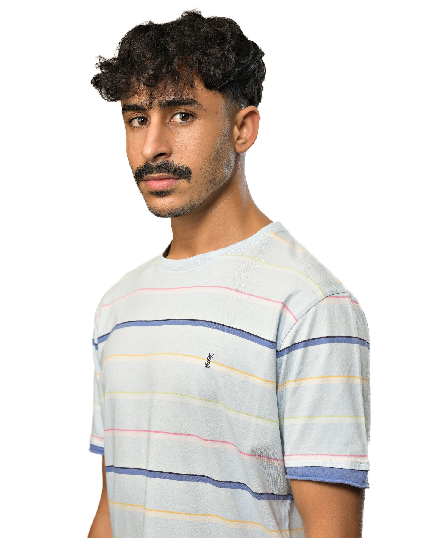 Vintage 2000's YSL Stripped Tee Baby Blue