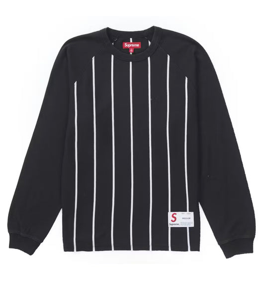 Supreme Stripe Raglan Long Sleeve Top in Black