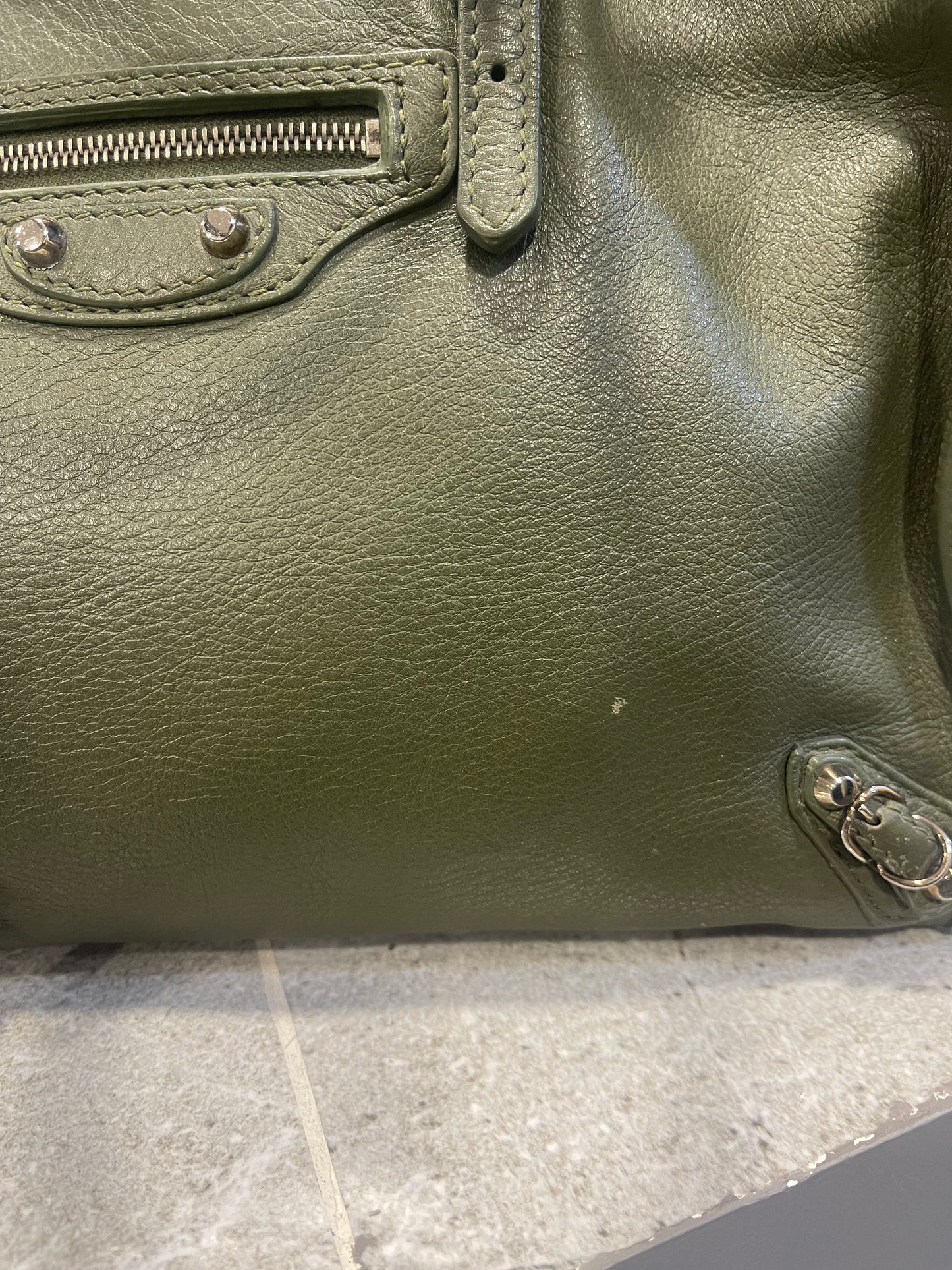 2015 Balenciaga Calfskin Papier Mini A4 tote army green bag