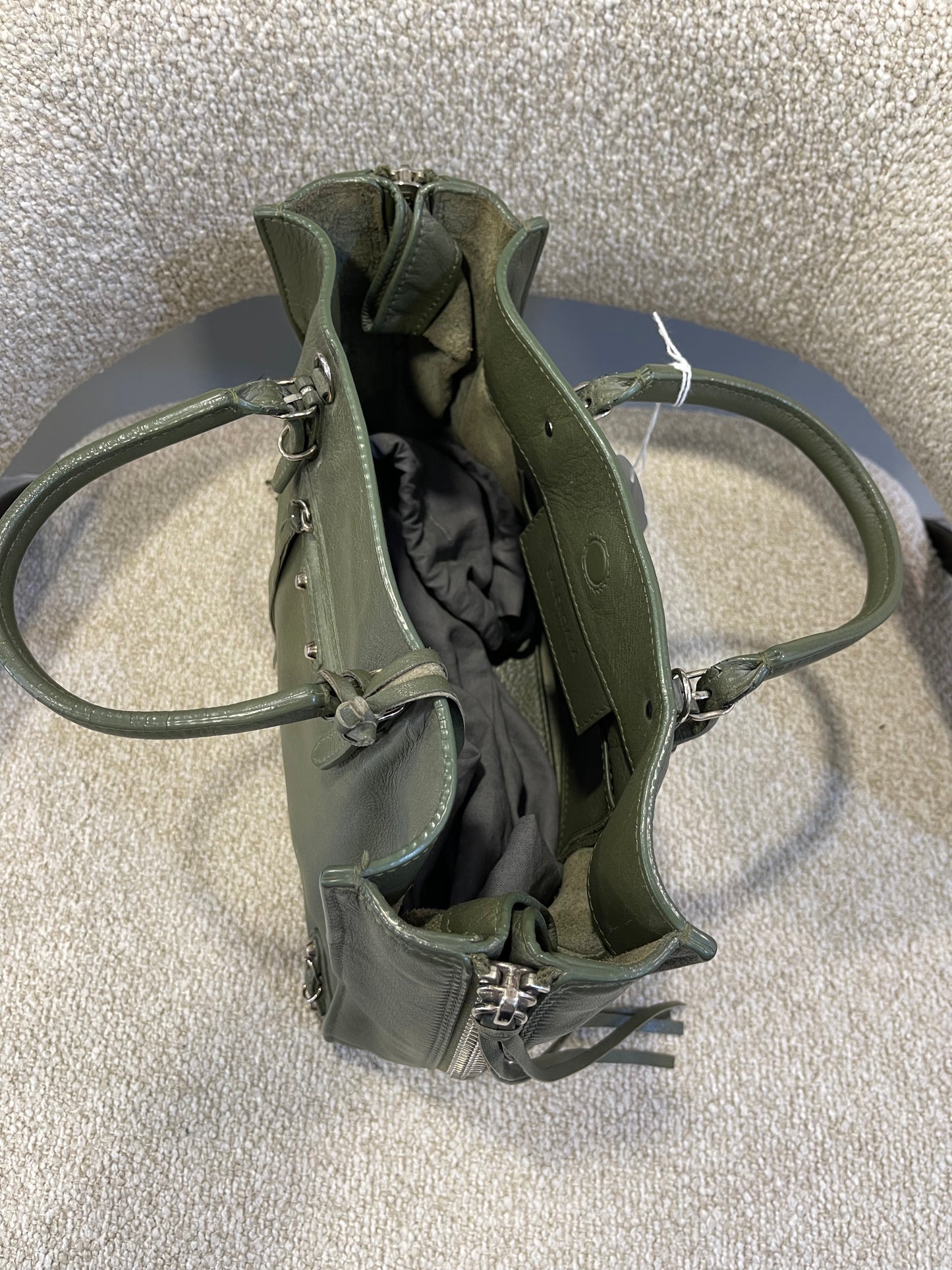 2015 Balenciaga Calfskin Papier Mini A4 tote army green bag