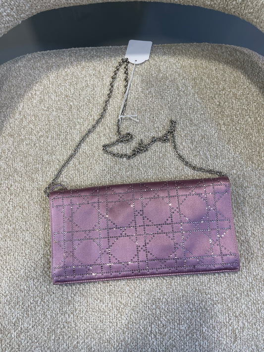2009 Dior Purple Satin Cannage Clutch on Chain
