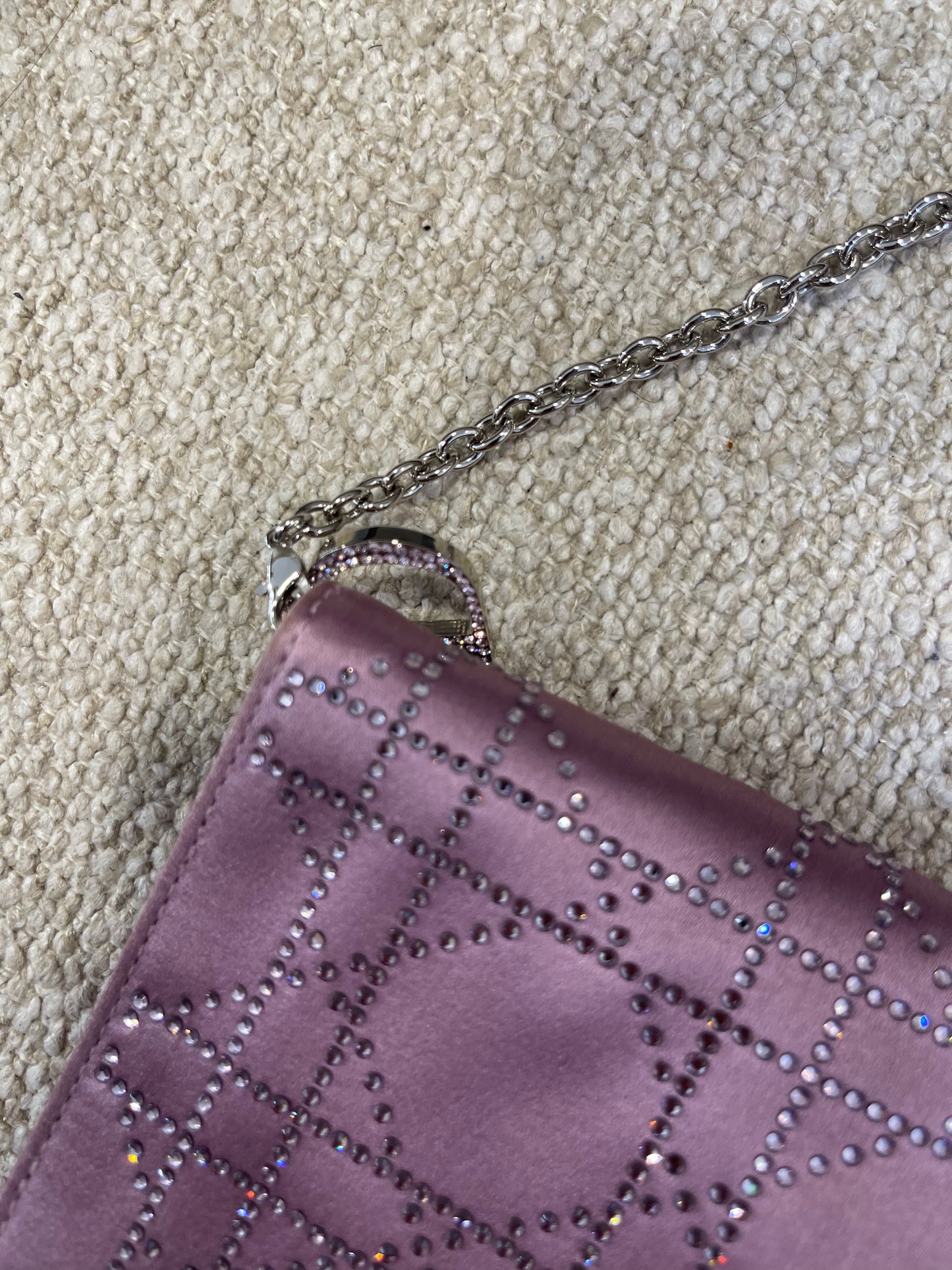 2009 Dior Purple Satin Cannage Clutch on Chain
