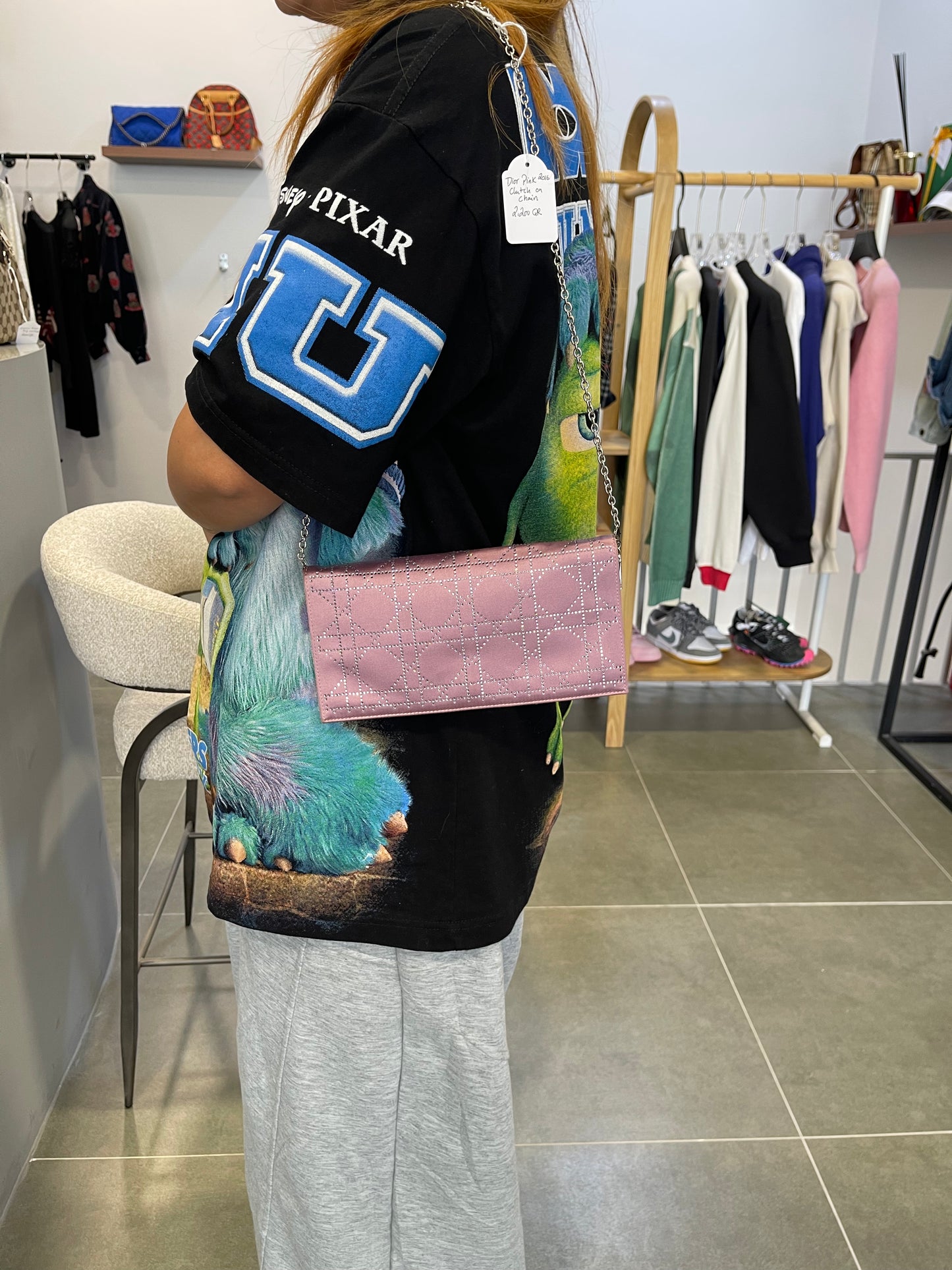 2009 Dior Purple Satin Cannage Clutch on Chain