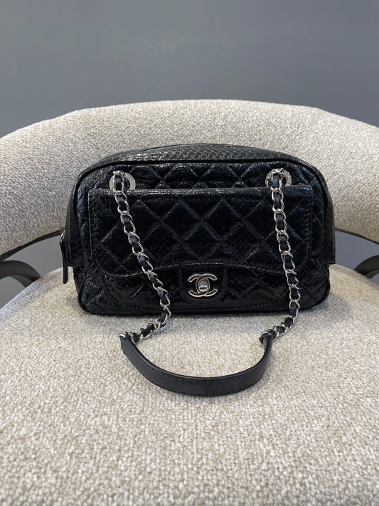 Chanel 2012-2013 Python Camera Bag (recolored to black)