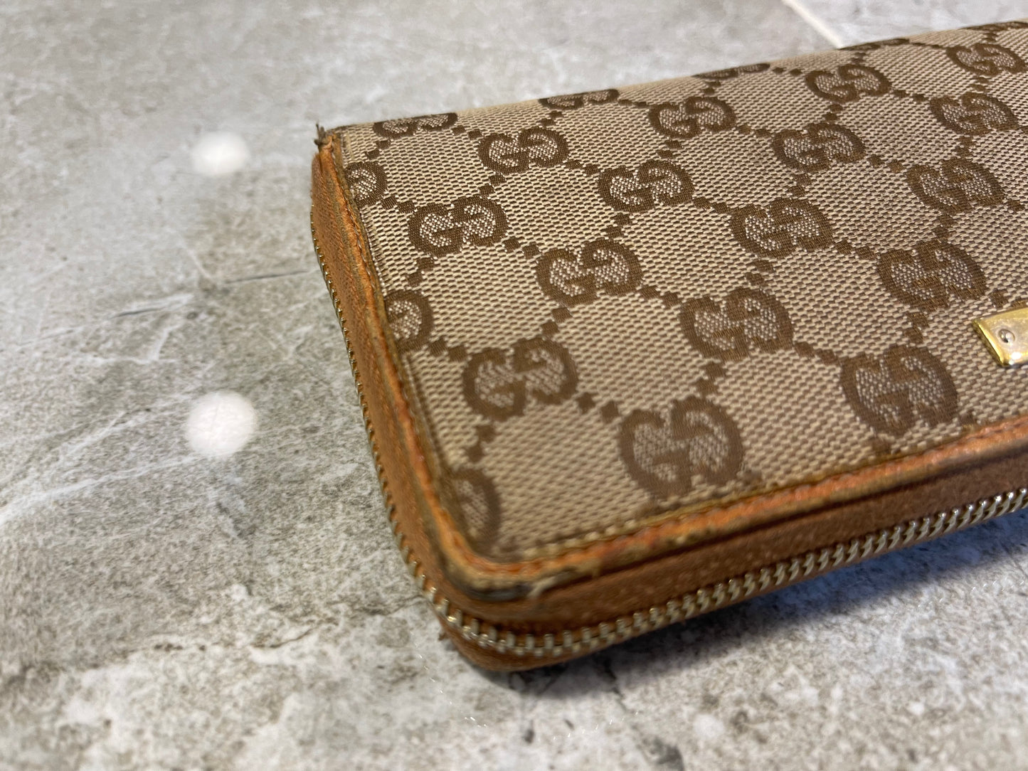 Gucci Monogram Canvas Wrap Around Wallet
