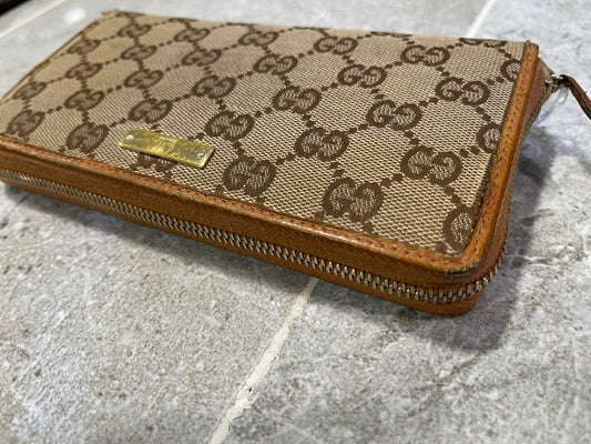 Gucci Monogram Canvas Wrap Around Wallet