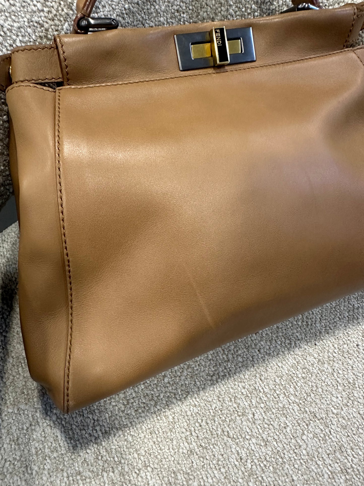 2013 Fendi Peekaboo Brown Leather with Suede & Water Snake interior