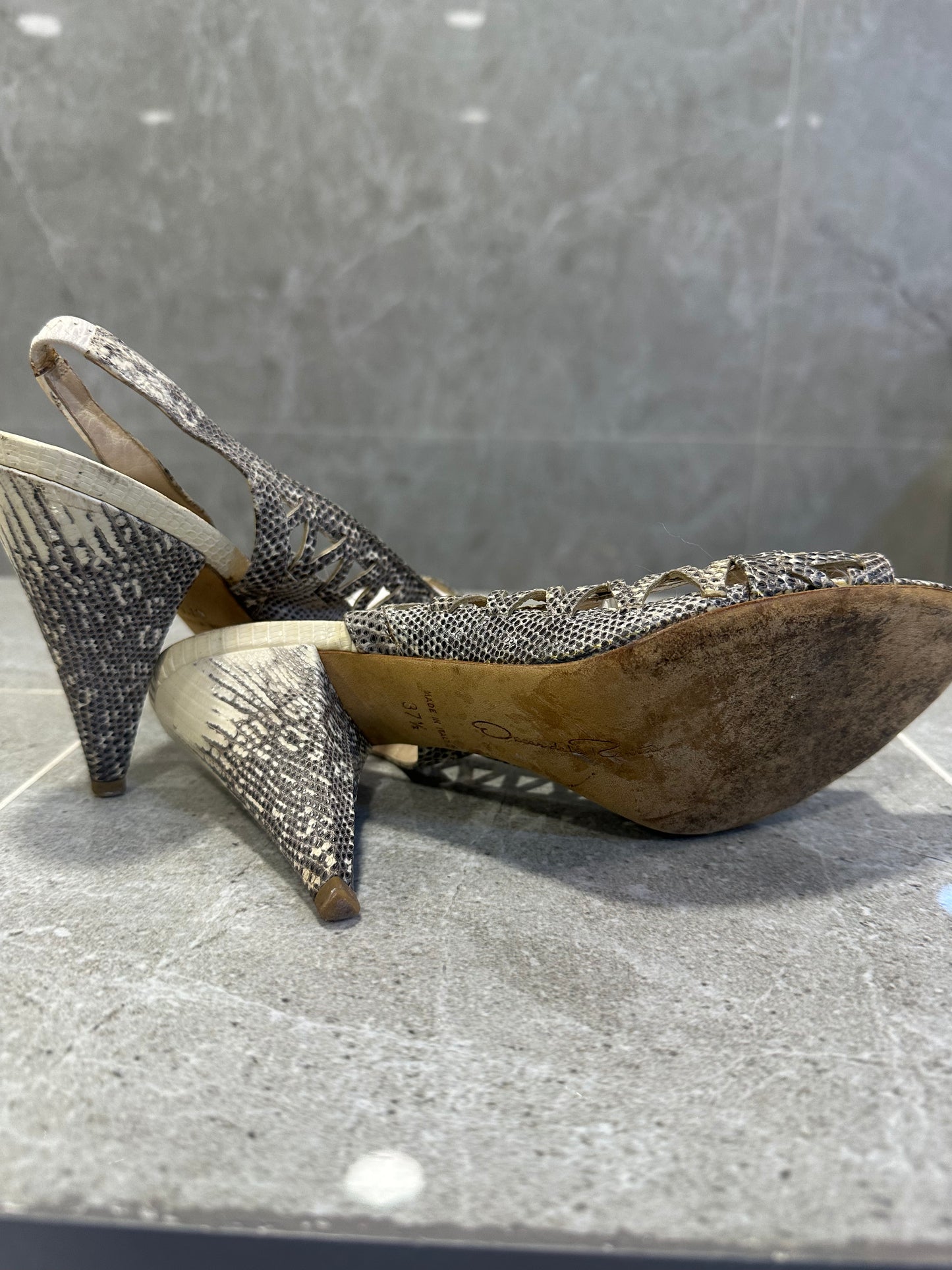 2012/2013 Oscar De La Renta Snake Skin Sling Back
