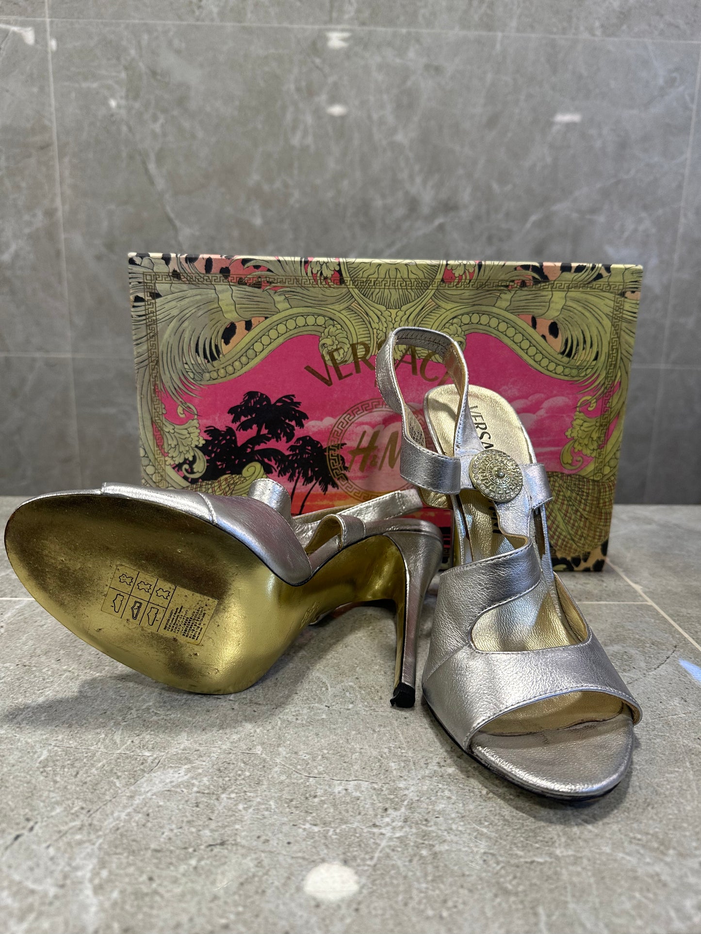 2011 Versace x H&M Silver Strappy Sandals