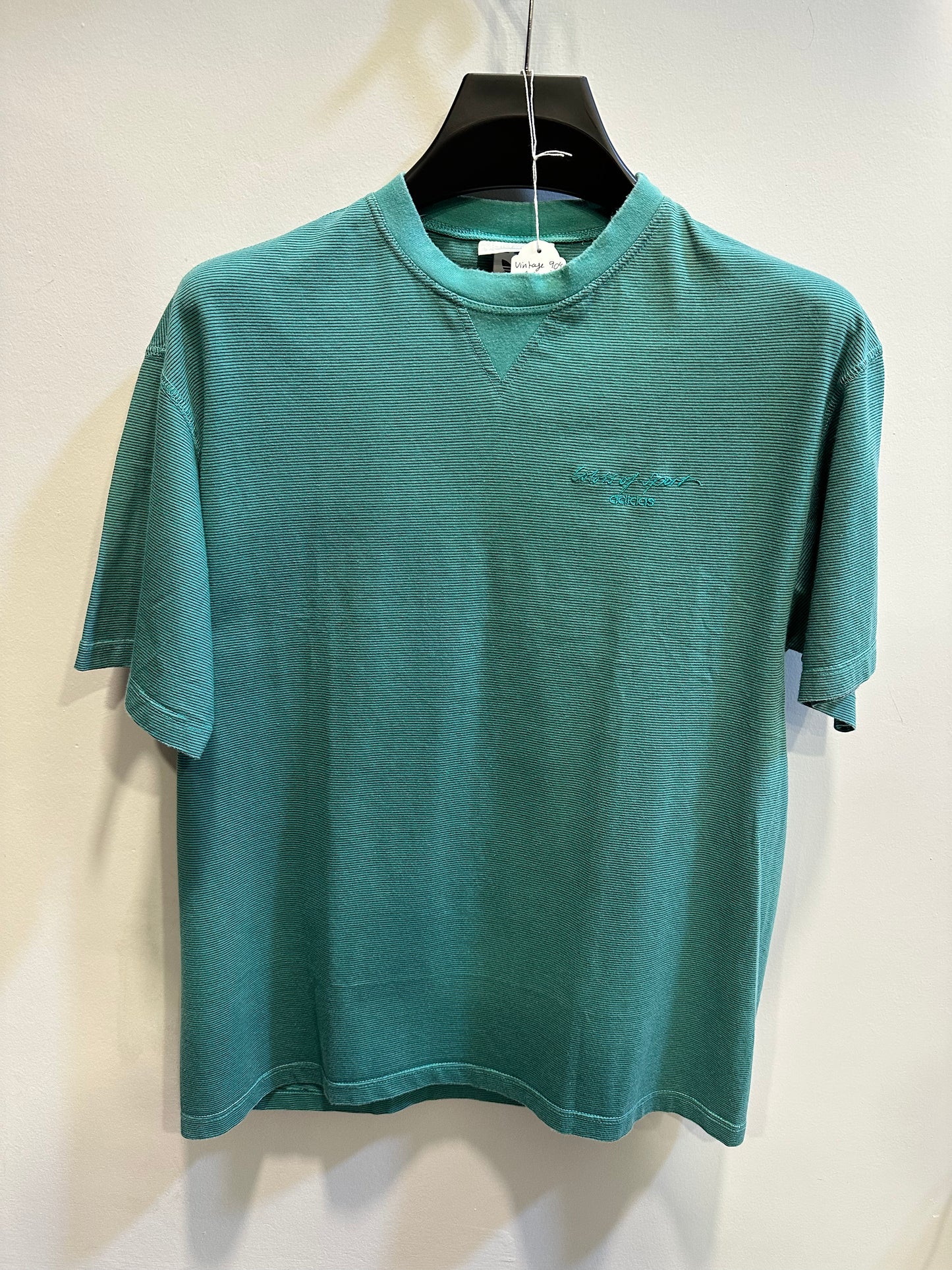 Vintage 90's Adidas stripped green tee