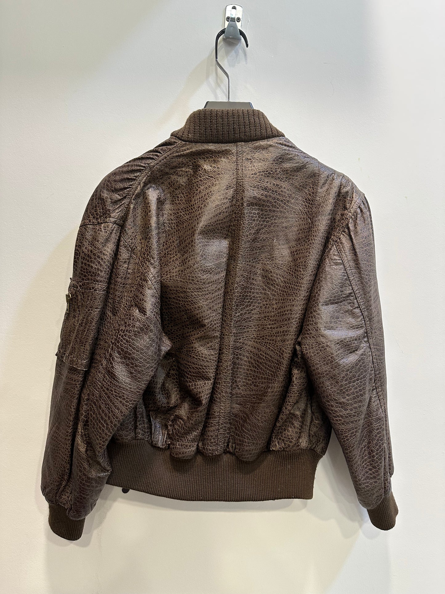 Vintage early 2000's Emporio Armani Embossed Brown Leather Jacket