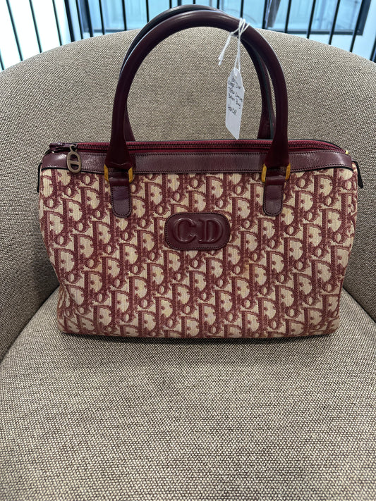 Vintage 80's Christian Dior Medium Sized Burgundy Trotter Boston Bag