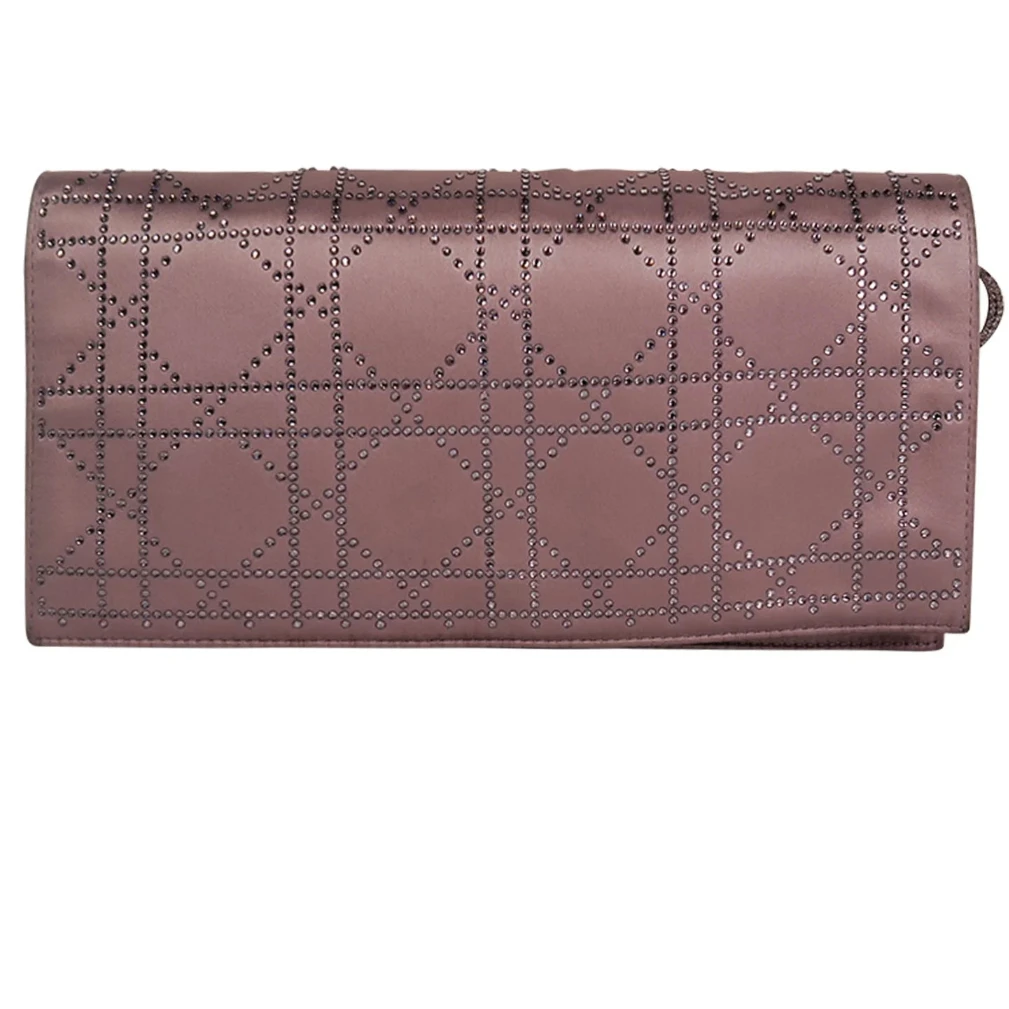2009 Dior Purple Satin Cannage Clutch on Chain