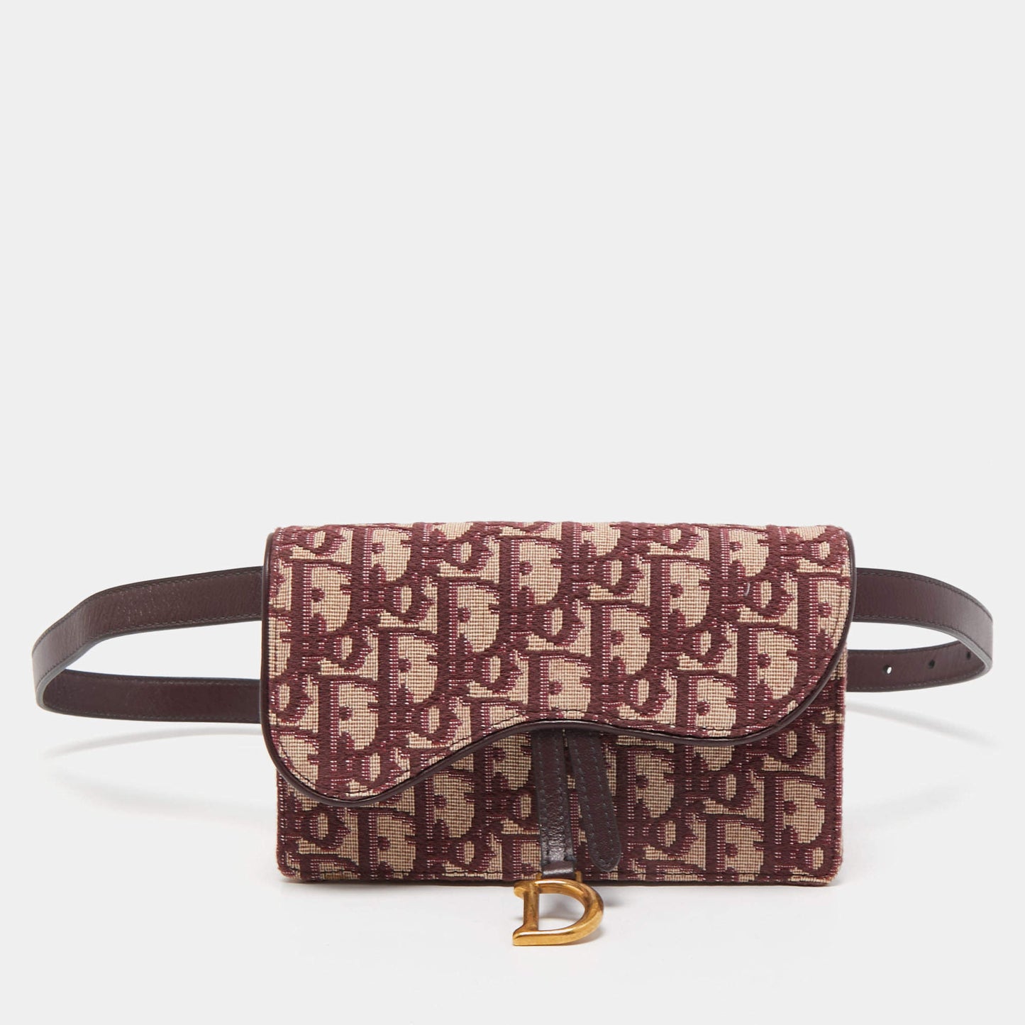 2019 Dior Saddle Wallet on Belt in maroon
