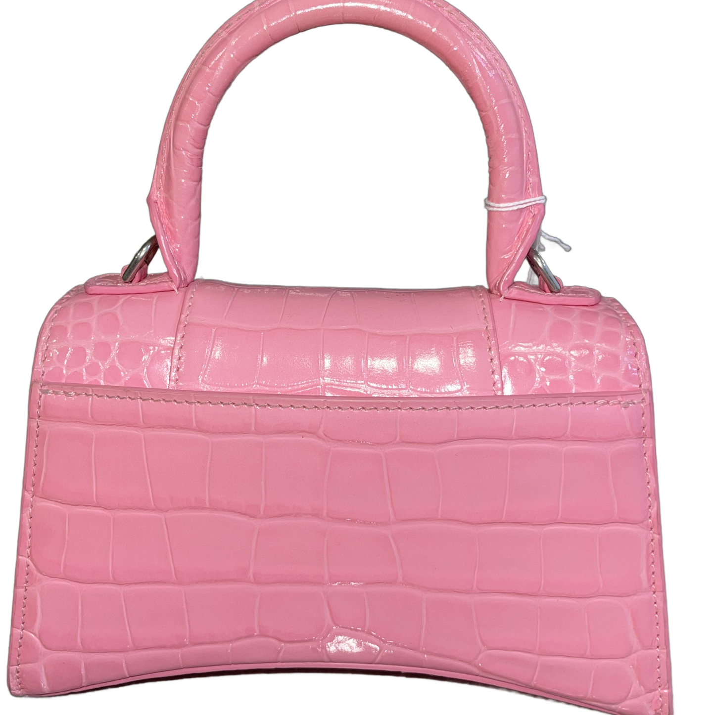 2009 F/W Pink Balenciaga XSmall Croc Embossed Hourglass Bag
